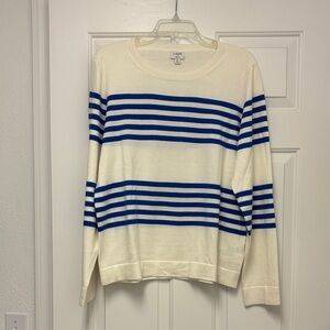 NWOT J Crew Factory Women's Cream and Blue Striped Sweater